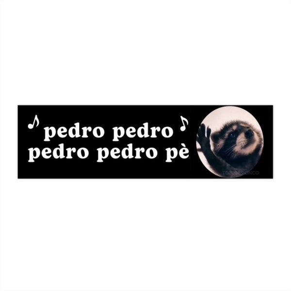 Pedro Raccoon | Animal Dancing Tik Tok Meme Car Bumper Sticker | Funny Gen Z Car Sticker Accessories | Waterproof Vinyl Car Decal | 11" x 3"