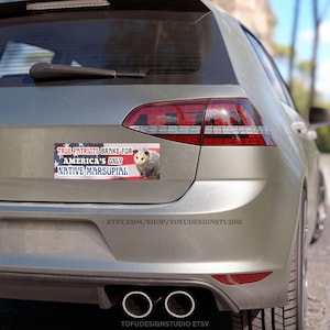 Possum Car Bumper MAGNET / True Patriots Brake For America's Only Native Marsupial | Funny Meme Opossum Animal USA Flag | Car Vinyl Magnet image 4
