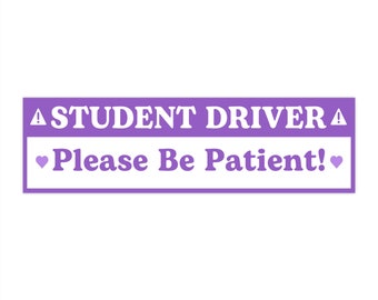 Student Driver | New Driver Car Bumper Sticker | Cute Purple Girl Heart Car Sticker Accessory Decal | Waterproof Vinyl Sticker | 11" x 3"