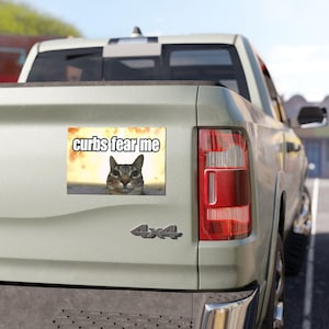 Car Bumper Magnet OR Sticker / Curbs Fear Me / Funny Cat Meme, GenZ Unhinged, Magnetic, Cute Car Bumper Sticker / Waterproof Vinyl Car Decal image 3