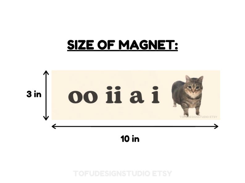oo ii a i | Cat Meme Car Bumper Magnet OR Sticker | Cute Silly Spinning Cat Meme, Funny Kitty Car Accessory, | Magnetic Car Vinyl Decal image 6