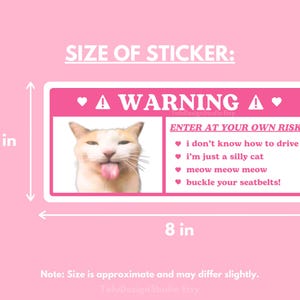 Dumme Katze Meme Auto Aufkleber | Niedliches Lustiges Kätzchen, kawaii pinkes Autoairbag-Etikett, Autoaufkleber | Auto Aufkleber für z.B. die Blende 8in x 2.8in