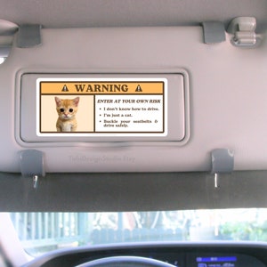 El Gato Cat Meme Car Warning Sticker | Cute Kitty Caution Airbag Labe Sign, Car Accessories Decal | Waterproof Vinyl Sticker for Car Visors