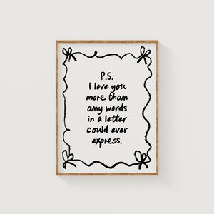 ps te amo / lindo regalo de pareja para ella / arte de pared con cita de carta de amor de moda para parejas / studioEmaré / impresión digital
