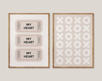 duet neutralnych wydruków artystycznych na Walentynki | modna minimalistyczna dekoracja ścienna do domu | prezent na Walentynki dla niej | studioEmaré | wydruk cyfrowy