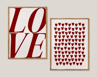 miłość serce walentynkowy duet | modny nowoczesny wystrój domu sztuka ścienna | estetyczny prezent walentynkowy dla niej | studioEmaré | pobieranie cyfrowe