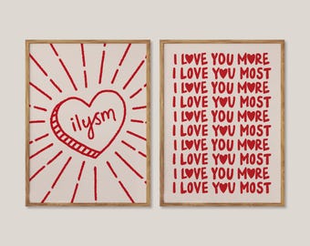 ilysm walentynkowy duet | modne, odjechane dekoracje ścienne do domu | estetyczny prezent walentynkowy dla niej | studioEmaré | wydruk cyfrowy
