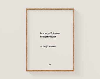 Estoy afuera con linternas buscándome a mí mismo / cita minimalista de Emily Dickinson para decoración de pared de galería / studioEmaré / impresión de arte de pared digital