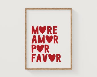 more amor por favor | estetyczny plakat ścienny na walentynki | studioEmaré | wydruk cyfrowy