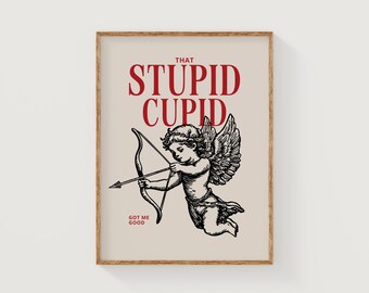 głupi amorek | słodka walentynkowa modna dekoracja ścienna | plakat z amorkiem | studioEmaré | pobieranie cyfrowe