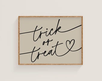 Guiones de truco o trato / imprimible minimalista para decoración estética de Halloween / studioEmaré / arte de pared imprimible