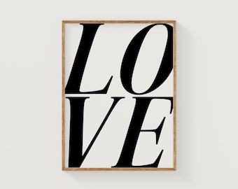 miłość | uroczy plakat walentynkowy z typografią | studioEmaré | wydruk cyfrowy