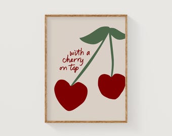 z wisienką na wierzchu | słodka, walentynkowa, modna dekoracja ścienna | studioEmaré | pobieranie cyfrowe