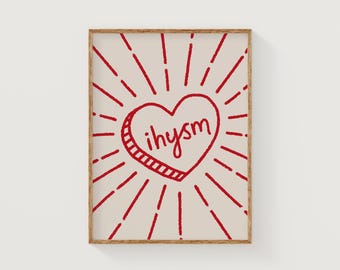 ihysm rozmowa serce | modny ręcznie rysowany plakat vintage love | retro funky dekoracja ścienna do domu | studioEmaré | wydruk cyfrowy