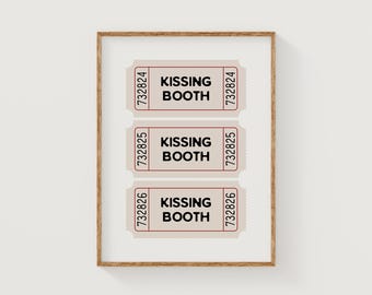 losy na loterię „całowanie” | uroczy walentynkowy modny wystrój domu estetyczny nadruk | studioEmaré | drukowana sztuka ścienna