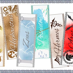 Greek Mythology Bookmarks - Gods - Digital Download