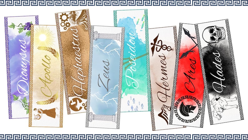 Greek Mythology Bookmarks - Gods - Digital Download - Etsy