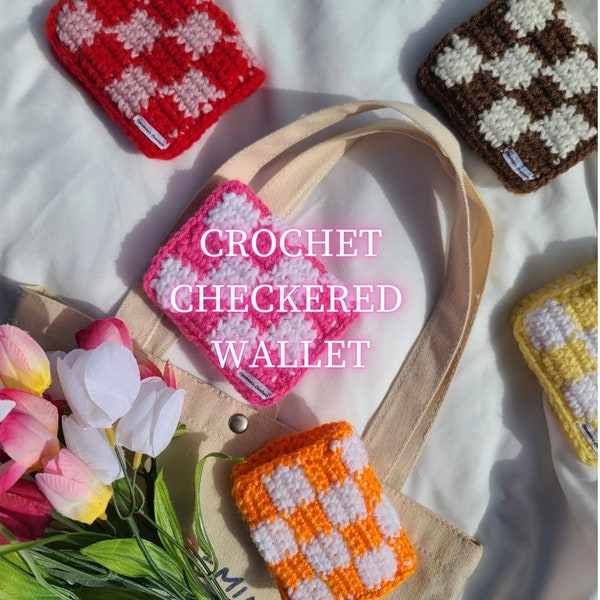 Crochet Checkered wallet, hand made, Custom Colors, knit, wallet, unisex, personal pouch, made to order, gifts for her, spring gifts