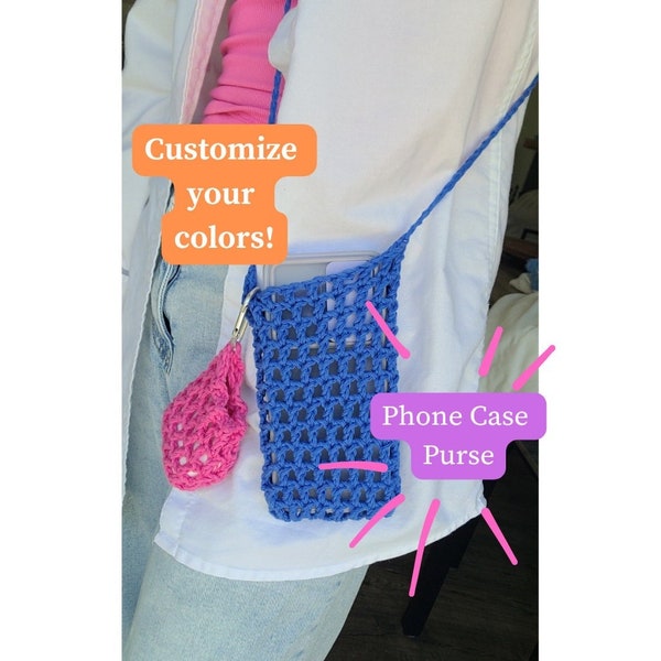 Crochet phone bag, Handmade phone cover, Cross body, mini small phone purse, custom color, made to order, Summer, Spring , Gifts for her