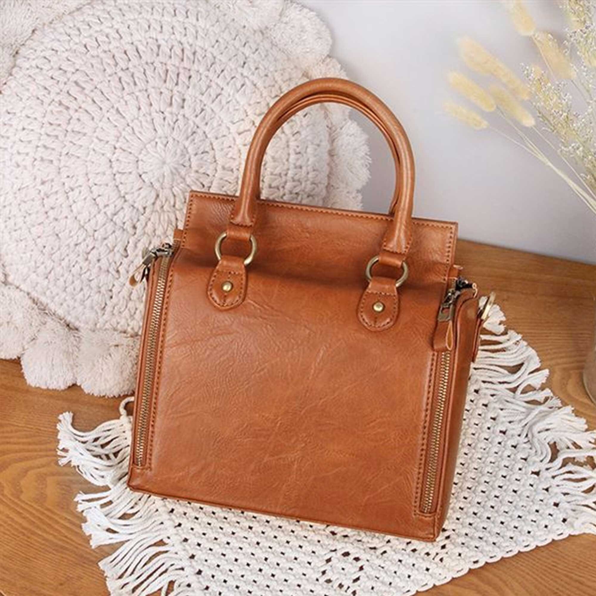 Leather Crossbody Bag With Organizers Women Etsy