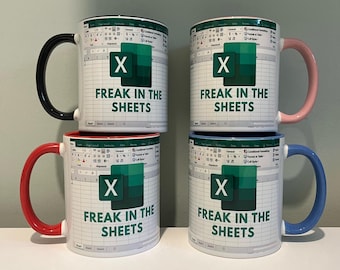Excel freak in the sheet mug, funny excel spreadsheet mug, accountant funny gift, funny mug, funny office mug, joke mug for office, excel,