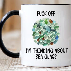 funny sea glass gift, funny mug, loves sea glass, sea glass hunter, loves crafting, sea glass, funny sea glass mug, searching for sea glass, Black Mug