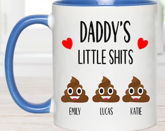 Daddy's little shits, funny fathers day gift, Dad's Birthday, funny personalised gift for dad, gift for grandad off children, gift for him,,