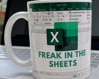 Excel freak in the sheet mug, funny excel spreadsheet mug, accountant funny gift, funny mug, funny office mug, joke mug for office, excel,