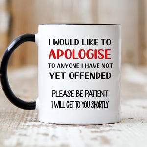 Me gustaría disculparme, tazas divertidas, tazas sarcásticas, taza de café divertida, taza de mejor amiga, taza de oficina, regalo divertido para ella, relleno de media, navidad