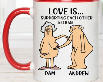 Pareja mayor desnuda, regalo divertido para el día de la madre, regalo divertido para el aniversario, regalo divertido para el día del padre, taza divertida, taza grosera, regalo divertido para parejas, taza,