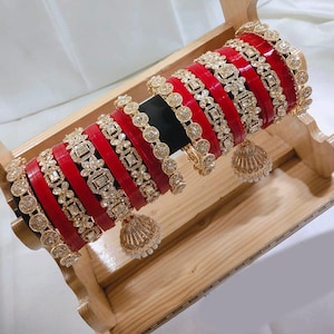 Beautiful Chuda Set, Indian Bridal Chura Bangles Set, Punjabi Wedding Chura, Traditional Bridal Choora Set, Classy Indian Bangles,Red Bangle