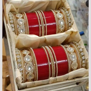 Indian Chura Bangle Set / Traditional Bridal Choora Punjabi Chura / Red Indian Bridal Chura / Bridal Bangles Choora / Shadi Bangles /Jewelry