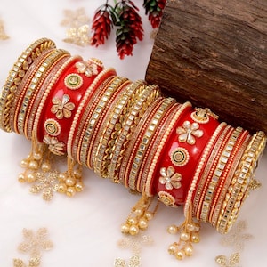 Indian Bridal Bangles Set, Wedding Bridal Chuda, Indian Chuda Set, Rajwadi Bridal Bangles Set, Traditional Bridal Chooda Set, Chura Set.