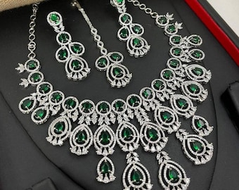 American diamond Necklace Set, Indian Jewelry, CZ Necklace Set, Bollywood Jewelry, High Quality Jewelry Set, Bridal Jewelry, Wedding Jewelry