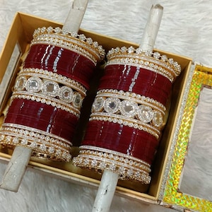 Beautiful Chuda Set, Indian Bridal Chura Bangles Set, Punjabi Wedding Chura, Traditional Bridal Choora Set, Classy Maroon Bangles,Red Bangle