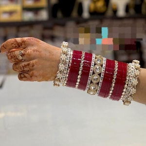 Red Wedding Bangles for Women, Indian Bridal Chuda, Elegant and Beautiful Bridal Chuda for Marriage, Stylish Bridal Bangles, Kundan Bangles