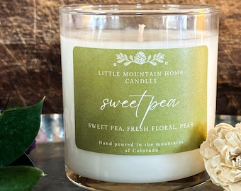 Sweet Pea Spring Candle - Floral Candle Hand Poured in Colorado - Eco Friendly Packaging