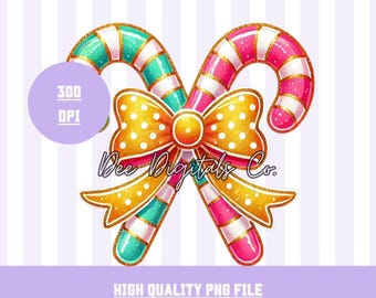 Christmas Candy Cane Clipart: Holiday PNG (Digital Download)