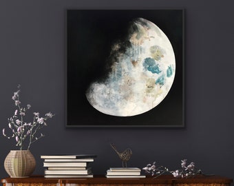 月の絵画 水彩画、夜空のプリント、満月の装飾 アート by Valtntina Ra