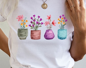 Plant Lady Shirt, Botanical Shirt, Flower Shirt, Floral T-Shirt, Flower Tee, Gift For Women, Gardening Shirt, Plant Shirt, Gift For Mom