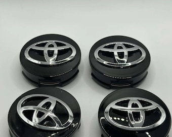 Lot of 4 Hub Covers TOYOTA Logo Gloss Black 62mm Rim Wheel Center Cover Auto Clip-on NEW
