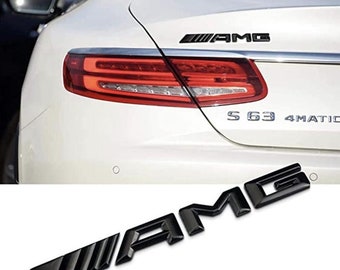 Glossy Black 3D AMG Mercedes emblem logo - 18.5cm x 1.7cm