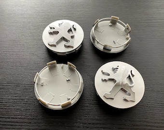 Set van 4 PEUGEOT-badgelogo's 60 mm zwart/zwart of zilver/grijs velgnaafdop wielnaaf