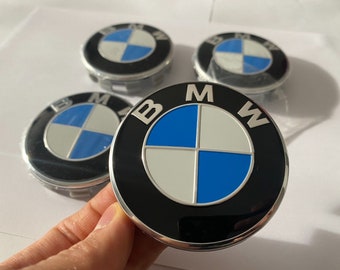 Set of 4 Hub Covers 68mm BMW Logo Wheel Center Rim Auto Clip-on NEW