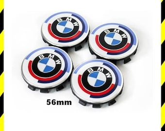 Lot de 4 Cache Moyeu BMW 56mm Jante Centre De Roue Enjoliveur Logo Edition 50E Anniversaire Auto Clipser NEUF