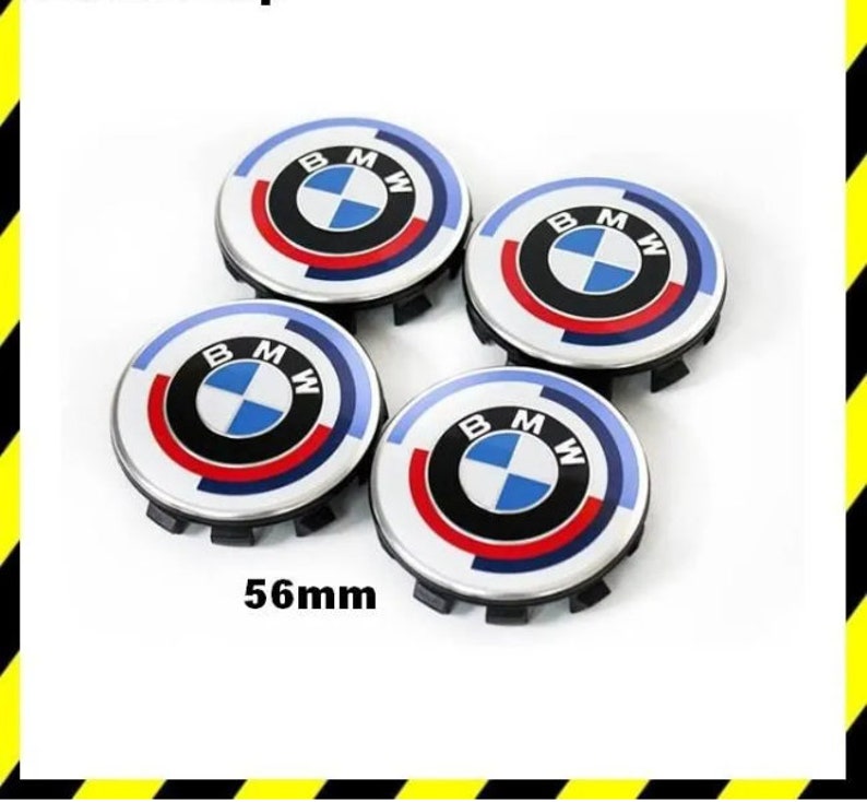 Lot de 4 Cache Moyeu BMW 56mm Jante Centre De Roue Enjoliveur Logo Edition 50E Anniversaire Auto Clipser NEUF zdjęcie 1