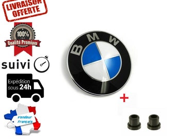 Insigne BMW Capot 74mm ou Coffre 74mm logo emblème - Vendu avec 2 œillets de fixation