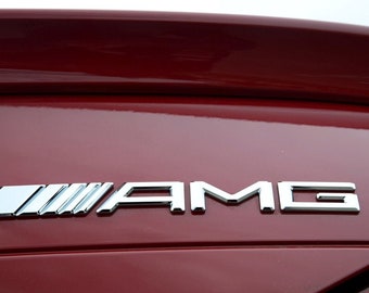 AMG Mercedes Chrome 3D emblem logo - 18.5cm x 1.7cm