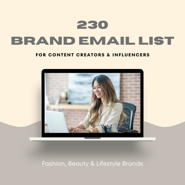 230 Brand Email Contact List | For Influencers and Content Creators, UGC. Fashion, Beauty, Lifestyle. Personal Branding | Social Media |