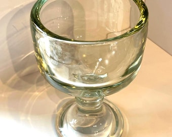 VTG Glows ウランガラス グリーン 脚付き台座 コンポート皿 押し花